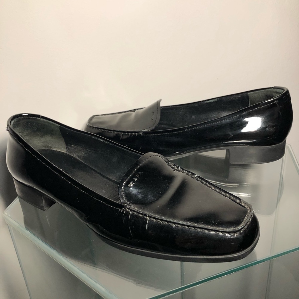 Prada patent leather loafers in black